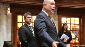 Senate President Pro Tem Rodric Bray (R-Martinsville), left, and Speaker Brian Bosma (R-Indianapolis), center.