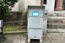 A ballot drop box in front of Northampton City Hall