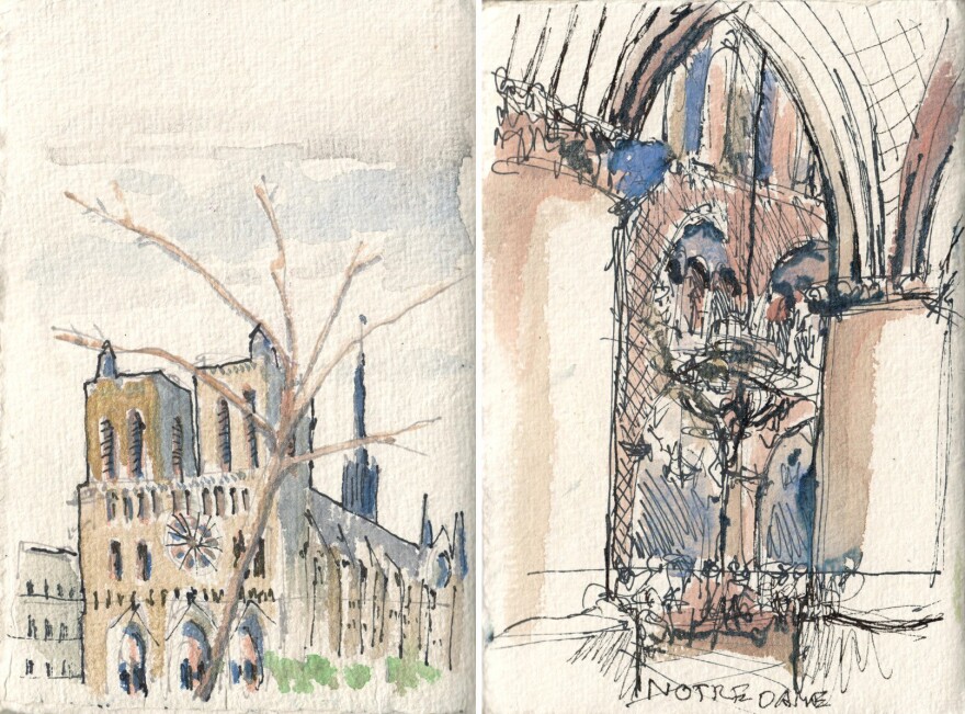 Notre Dame watercolors
