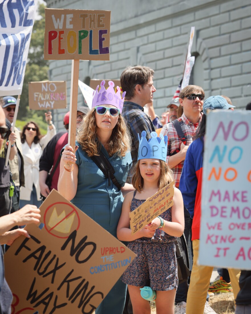 An estimated 70,000 people marched from Cal Anderson Park to the Seattle Center during the national No Kings Day protest, Saturday, June 14, 2025. Demonstrators rallied against various policies of the Trump Administration, including ICE raids and Medicare cuts.