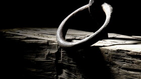 A close up view of a metal ring inside the slave pen (National Underground Railroad Freedom Center in Cincinnati)