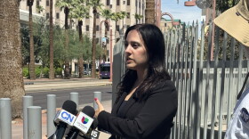 Arizona Congresswoman Yassamin Ansari speaks outside ICE field office in Phoenix on Sept. 9, 2026.