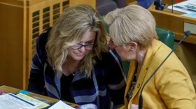 Rep. Vikki Breese-Iverson, R-District 59, left, and Rep. Bobby Levy, R-District 58, while in session at the Oregon State Capitol in Salem, March 20, 2023.