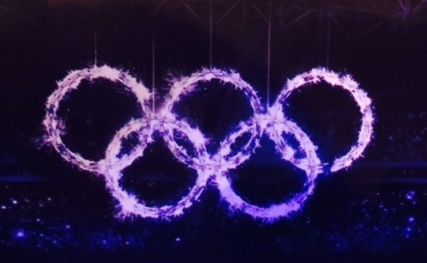 What it was supposed to look like: NPR's Robert Smith sent us this image from the Sochi media guide, previewing how Olympic rings were meant to be displayed in the Opening Ceremony.