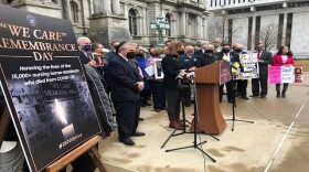 State lawmakers and relatives of New Yorkers who died of COVID-19 in nursing homes during the pandemic held a Day of Remembrance outside the State Capitol. 