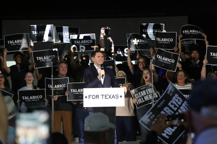 James Talarico speaking at his rally in Lubbock, Texas on Oct. 27.