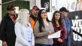 Cecilia Garcia of the League of United Latin American Citizens speaks during a news conference at Lincoln United Methodist Church on the South Side to discuss U.S. military veterans who have been deported.
