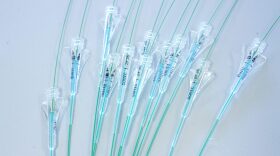 This picture taken in the production unit of stents and catheters of the BALT company in Montmorency shows catheters. 