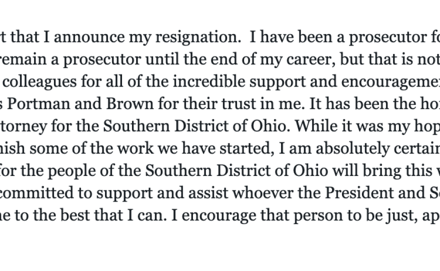 Resignation of U.S. Atty David DeVillers