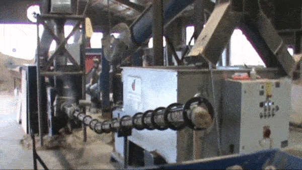 This machine at the defunct Midwestern Biofuels LLC created fuel pellets, out of miscanthus and other biomass, that could be burned for electricity.