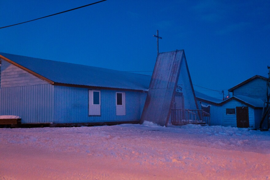 St. Peter the Fisherman Catholic Church in Toksook Bay is seen after sunset. Census numbers are used to guide the distribution of an estimated $1.5 trillion a year in federal funding for public services.