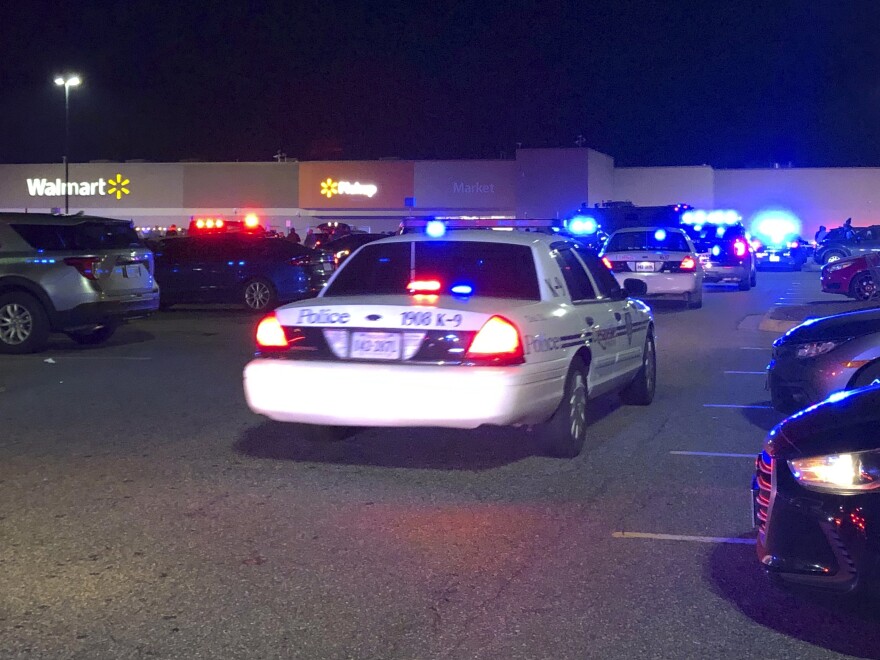 In this image from video Virginia police respond to the scene of a fatal shooting at a Walmart on Tuesday night, Nov. 22, 2022, in Chesapeake, Va.