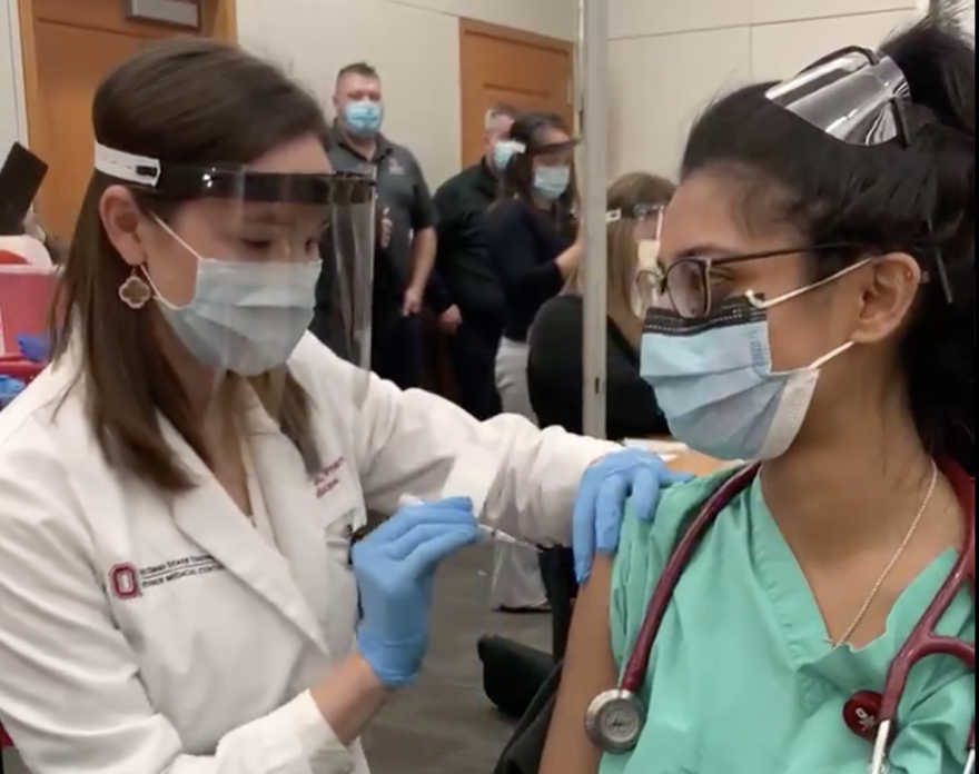 Ohio State University Wexner Medical Center administers first round of COVID-19 vaccine to staff, December 14, 2020