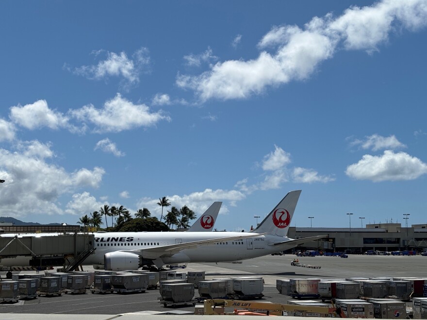 Japan Airlines planes at Honolulu airport on May 3, 2025.