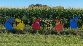 Coyote folk art on Garrison Road in Enon celebrating  the official naming of the nearby stream