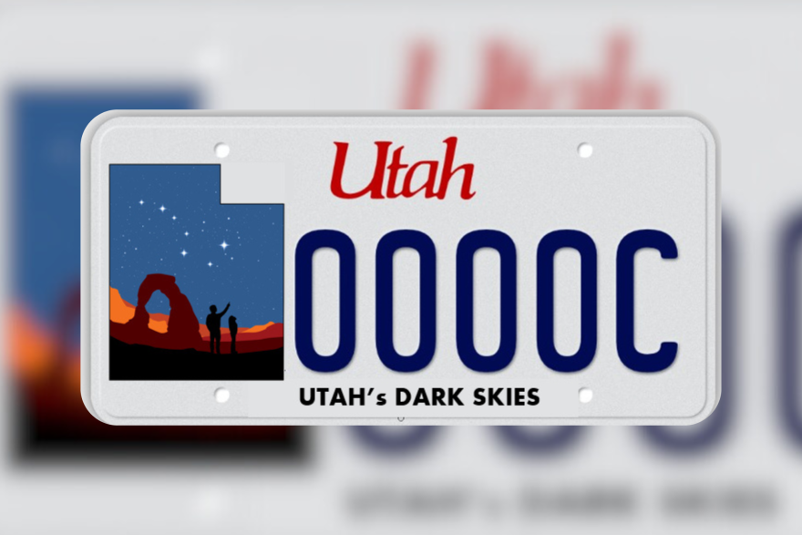 Utah's Dark Sky license plate supports dark sky initiatives at state parks.
