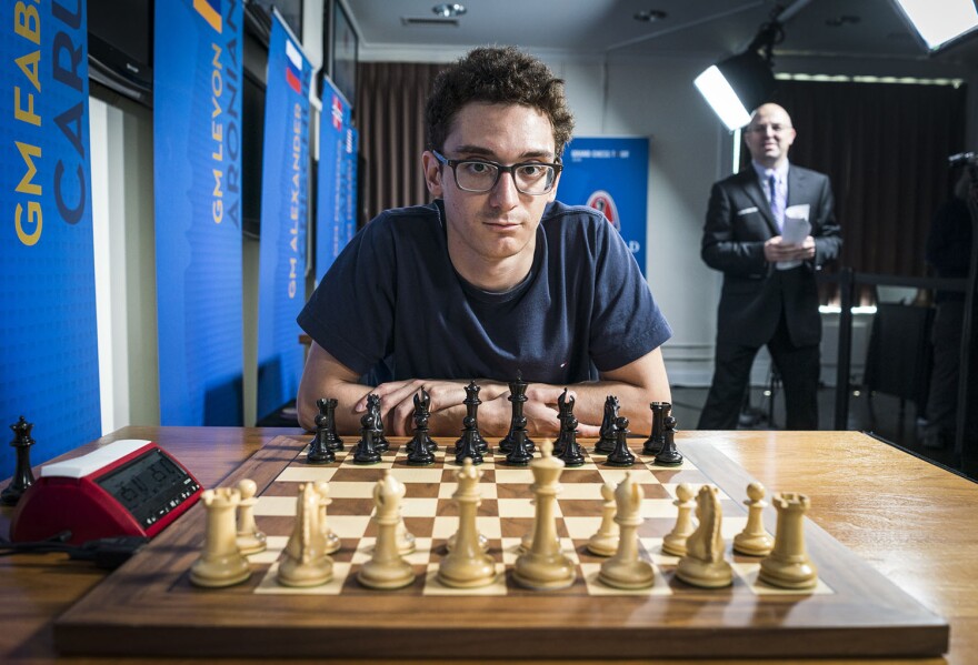 Fabiano Caruana at the 2018 Sinquefield Cup. The St. Louis resident will face rivals at the Grand Chess Tour in London.