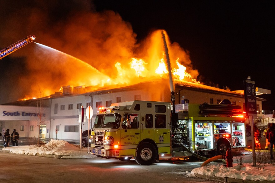 Fire destroyed the Orthopedic Institute of the Lehigh Valley Hospital-Dickson City on Wednesday night, Feb. 4, 2026.