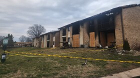 Building 1200 at Pebblecreek Apartments in Springfield, Mo. following a fire in March 2026.