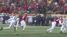 Indiana Quarterback Peyton Ramsey scrambles for yardage in the first quarter against Michigan on November 23rd, 2019.