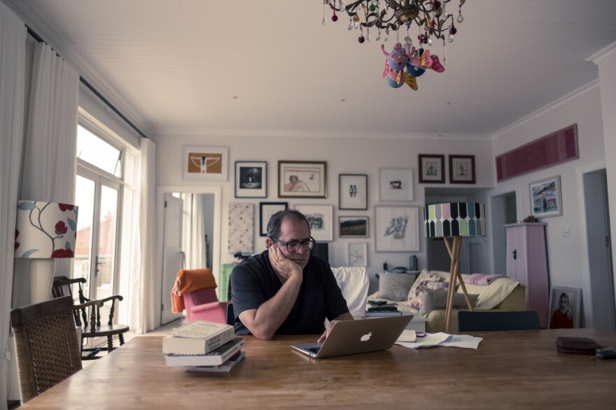 Writer Mark Gevisser in his home in Kalk Bay, Cape Town, on day 16 of South Africa's coronavirus lockdown. He has written on how the lockdown calls into sharp relief the inequalities in his country.