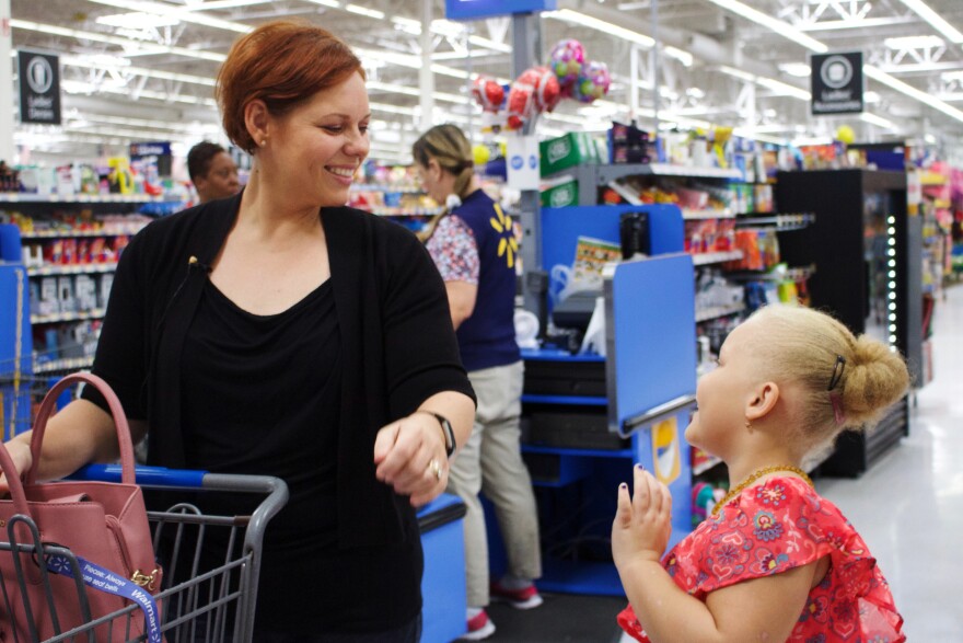 Andrea Conyers and her daughter Aviana, 7, went back-to-school shopping in Hinesville, Ga., earlier this month.