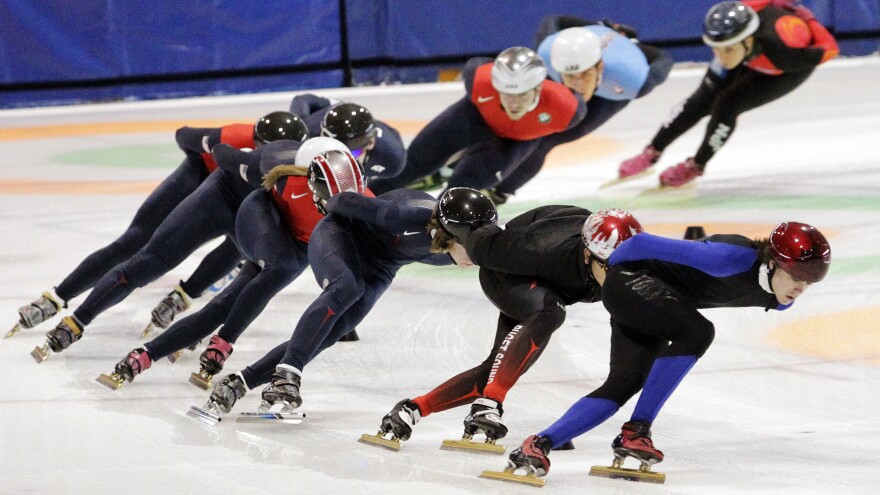 Speedskaters practiced for the U.S. Single Distance Short Track Speedskating Championships in Kearns, Utah, last year.