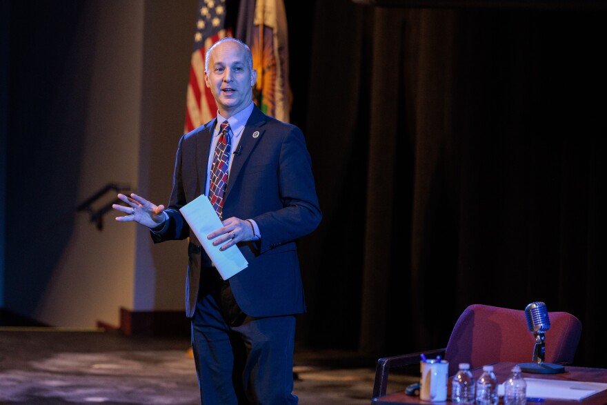 Lansing Mayor Andy Schor delivers his State of the City Address at Dart Auditorium in Lansing, Mich., on March 18, 2026.