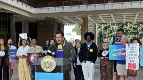 Evan Weber, a representative from the Clean Elections Hawaiʻi Coalition, calls on lawmakers to restore public trust in the campaign finance system on Feb. 23, 2026, at the Hawaiʻi State Capitol.