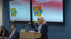 University of Iowa researcher Mary Charlton gives an update on a state-funded study on the state's high cancer rates on Sept. 29, 2026.