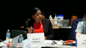 School board member Jessica Owens proposed a non-discrimination resolution at the May 9 school board meeting. (Image: Laura Philion)