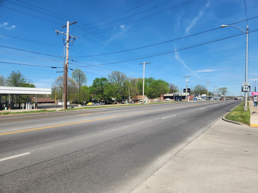 A stretch of Kearney Street east of Grant Avenue in Springfield, Mo. on April 7, 2026.