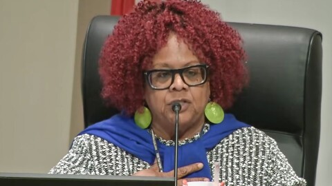School Board member Vicki-Elaine Felder became emotional as she talked about the need to close Eccleston Elementary School due to under enrollment.
