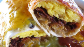 The Breakfast Burrito at Tia Sophia's in Santa Fe, New Mexico.