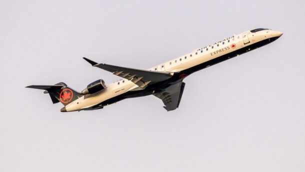 President Donald Trump has targeted Canadian aircraft manufacturer Bombardier in his trade war with Canada. In this photo, an Air Canada Express Bombardier CRJ900 aircraft departs Ronald Reagan Washington National Airport.