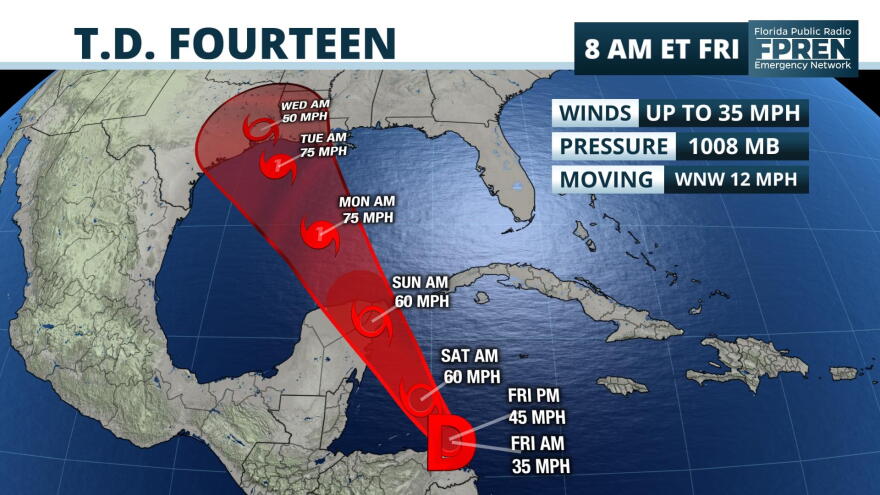 Tropical Depression 14 Forecast Track