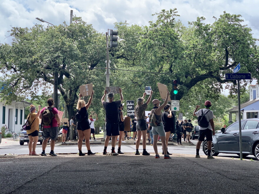 Several dozen people gathered to protest the killing of George Floyd and other black Americans at Claiborne and Esplanade avenues in New Orleans. May 29, 2020.