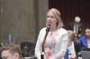 State Rep. Jaclyn Zimmermann speaks during the 2025 Missouri General Assembly session.