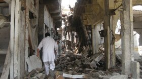 As people return to Mingora, the main town in Pakistan's Swat Valley, they find the buildings are mostly intact. But some, such as these shops, have been reduced to rubble by bombs.
