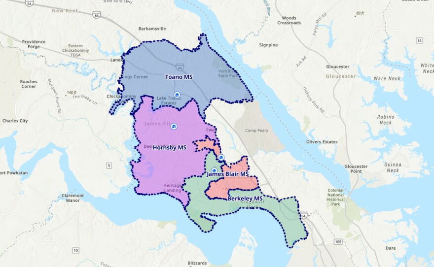 Proposed new WJCC school zone maps.