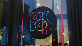 The front entrance of the Oklahoma Museum of Popular Culture, also known as OKPOP.