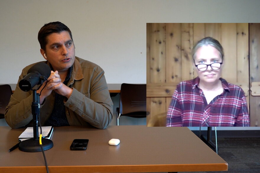 Incumbent Alaska House of Representatives District 7 Rep. Justin Ruffridge and challenger Kate Veh participate in a candidate forum hosted by KDLL 91.9 FM at the Soldotna Public Library in Soldotna, Alaska, on Monday, Aug. 31, 2026.