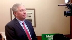Republican Mark Hurt answers questions after a press conference announcing his candidacy for U.S. Senate in 2018.