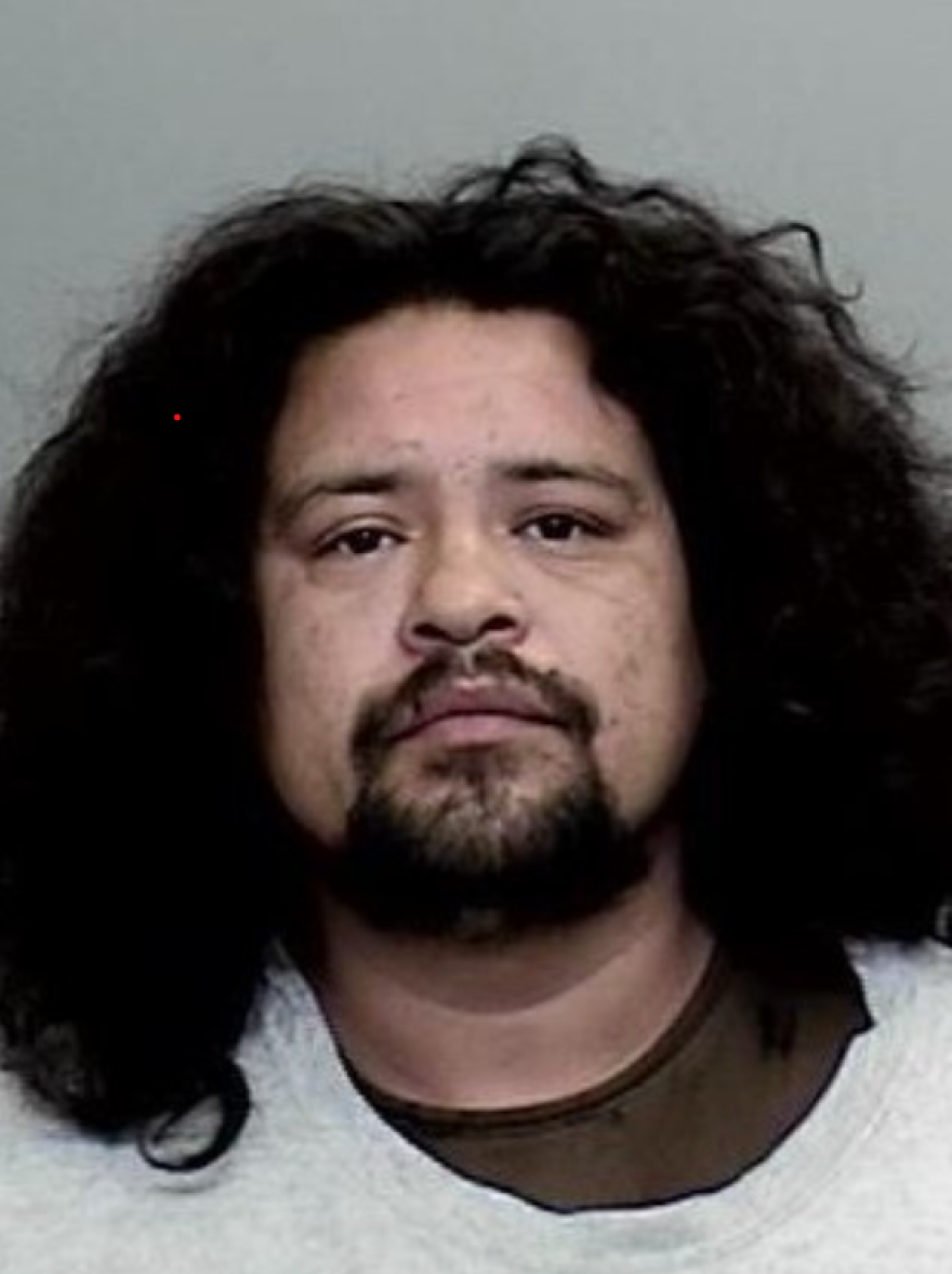 A man with shoulder-length curly black hair and a beard and mustache.