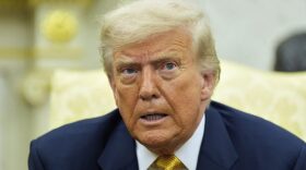 President Donald Trump speaks during a meeting with Bahrain's Crown Prince Salman bin Hamad Al Khalifa in the Oval Office of the White House, Wednesday, July 16, 2025, in Washington.