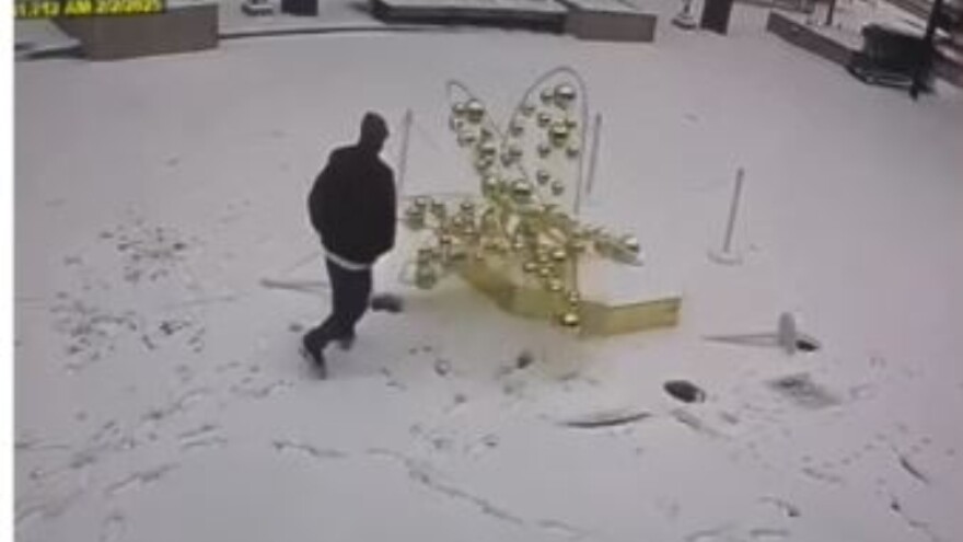 Video of unknown man vandalizing art display