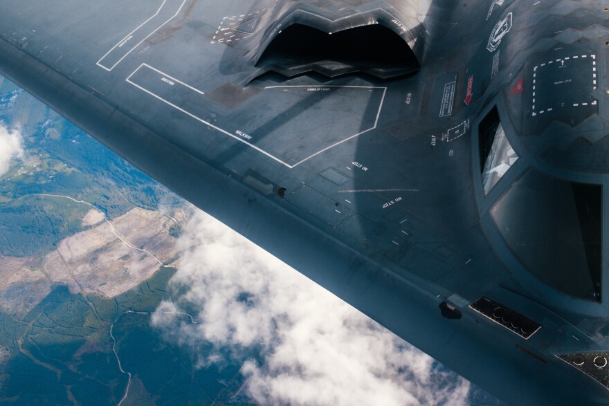 B-2 wing above the United Kingdom.