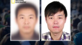 <p><em>National Geographic</em>'s composite sketch of the world's most typical person (left) and the real Mu Li.</p>