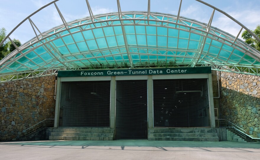 Servers store data at a center built by Taiwanese electronics manufacturer Foxconn. The design of the center, between two mountains, provides enough wind to cool the servers.