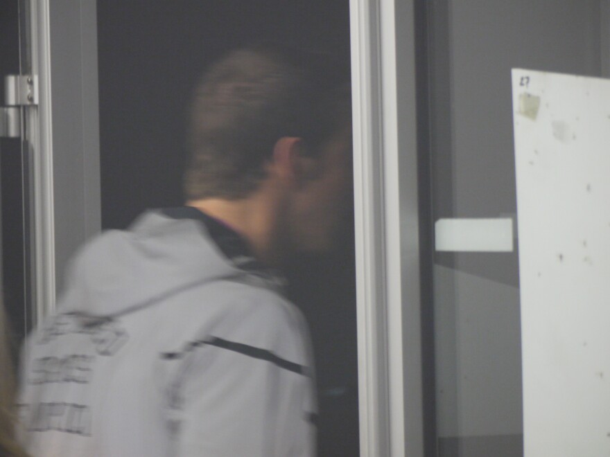 Michael Phelps as he departed, and just before he says "no."